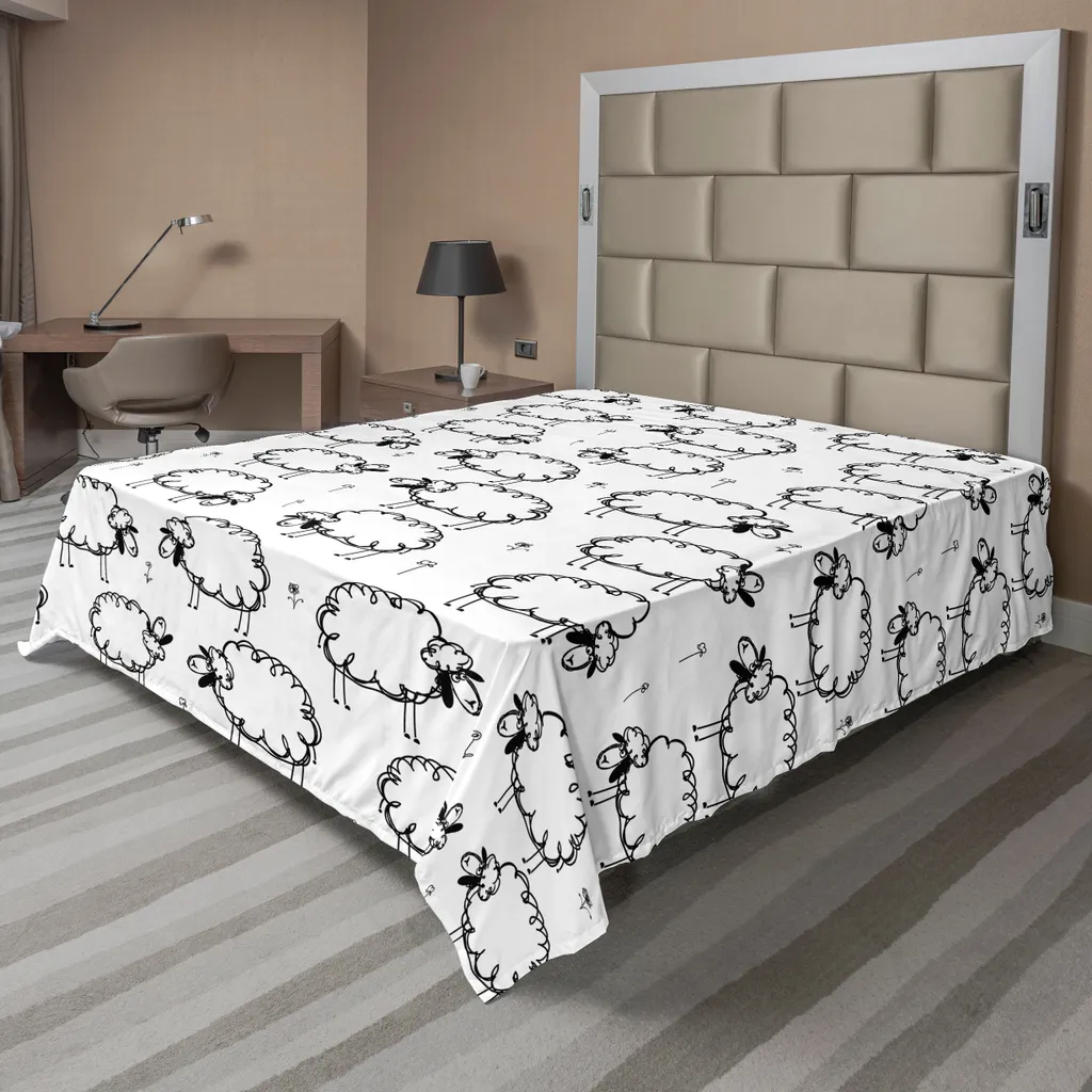 Drap de lit pour chambre d'enfant et ado motif moutons drôles 260x228 cm