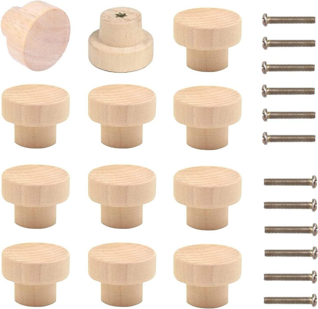 12 runde M?belkn?pfe aus Holz, 35 mm Schubladen- und Tš¹rgriffe, fš¹r Schr?nke und Kommoden