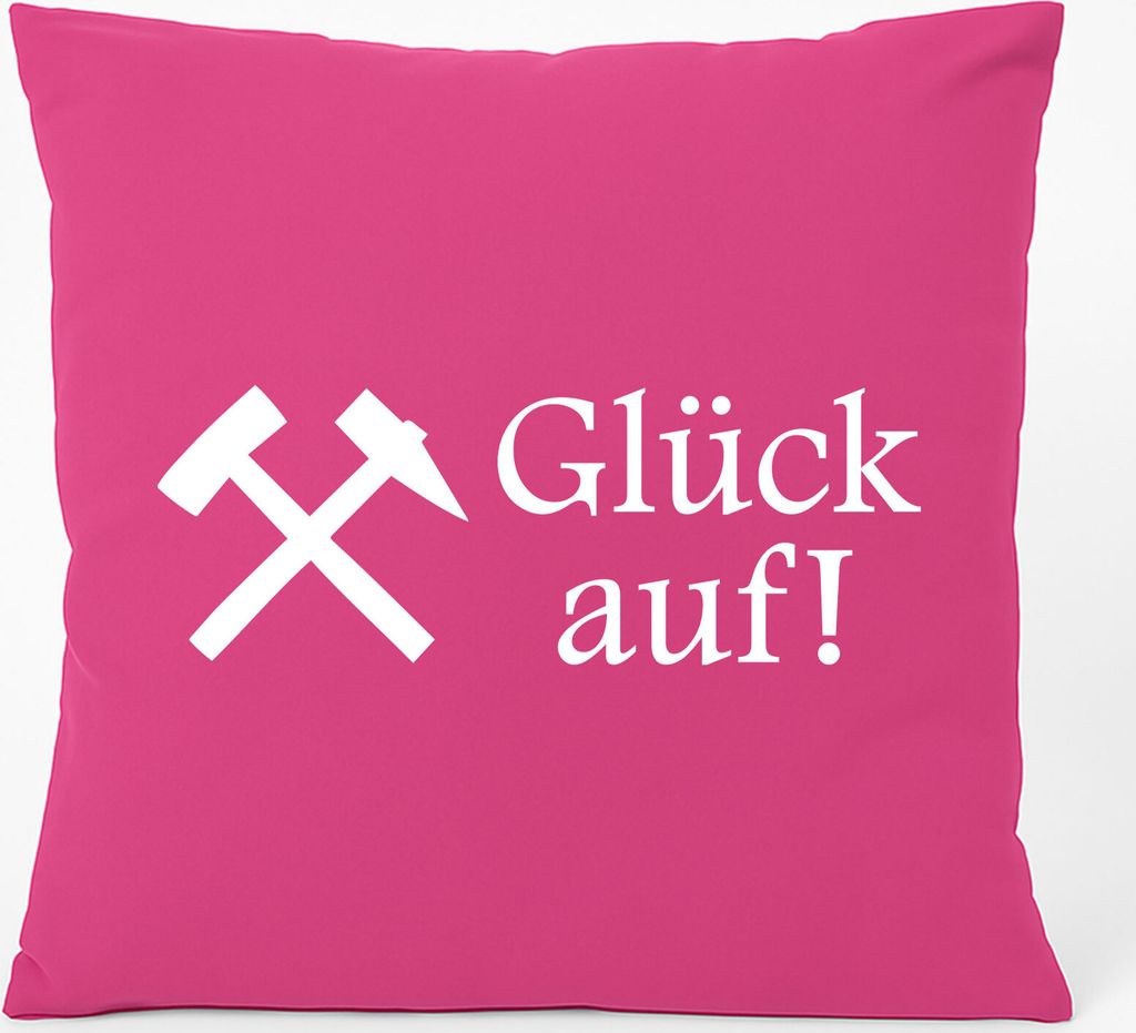 Huuraa Kissen Glück auf! Ruhrpott 40x40cm mit Füllung Fuchsia Baumwolle Dekokissen Geschenkidee