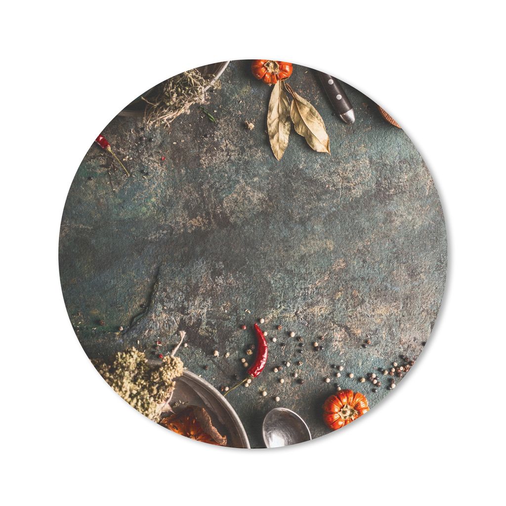 MuchoWow Mauspad Mousepad Marmor - Gemüse - Herbst - Kürbis - Rustikal - Kräuter 50x50 cm - Mousepads - Maus Mat - Pad - Mausunterlage - Vinyl
