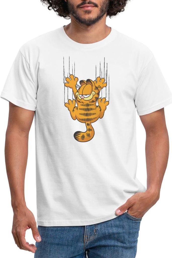 Spreadshirt Garfield Kratzer Männer T-Shirt, L, Weiß