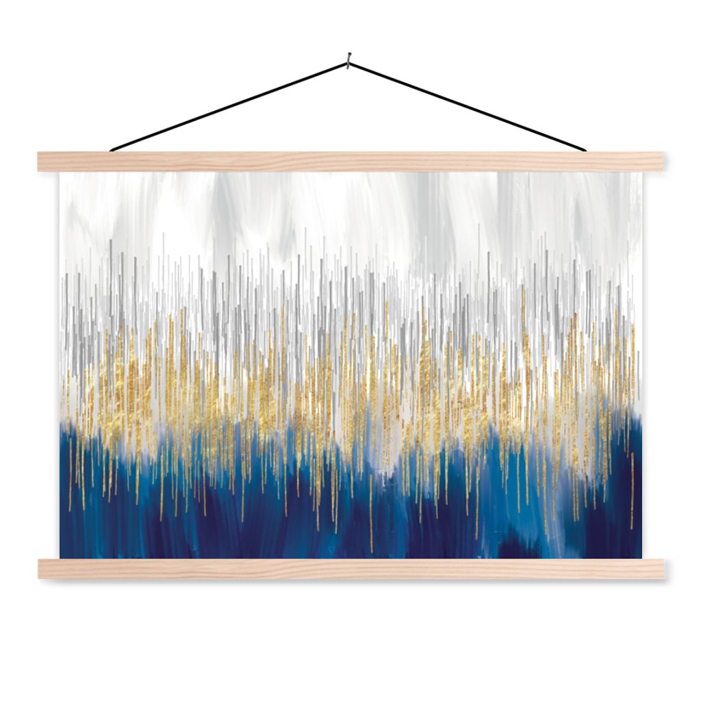 MuchoWow Textilposter Ölfarbe - Abstrakt - Malerei 120x80 cm mit holzfarbenen Rahmen - Aufhängeset
