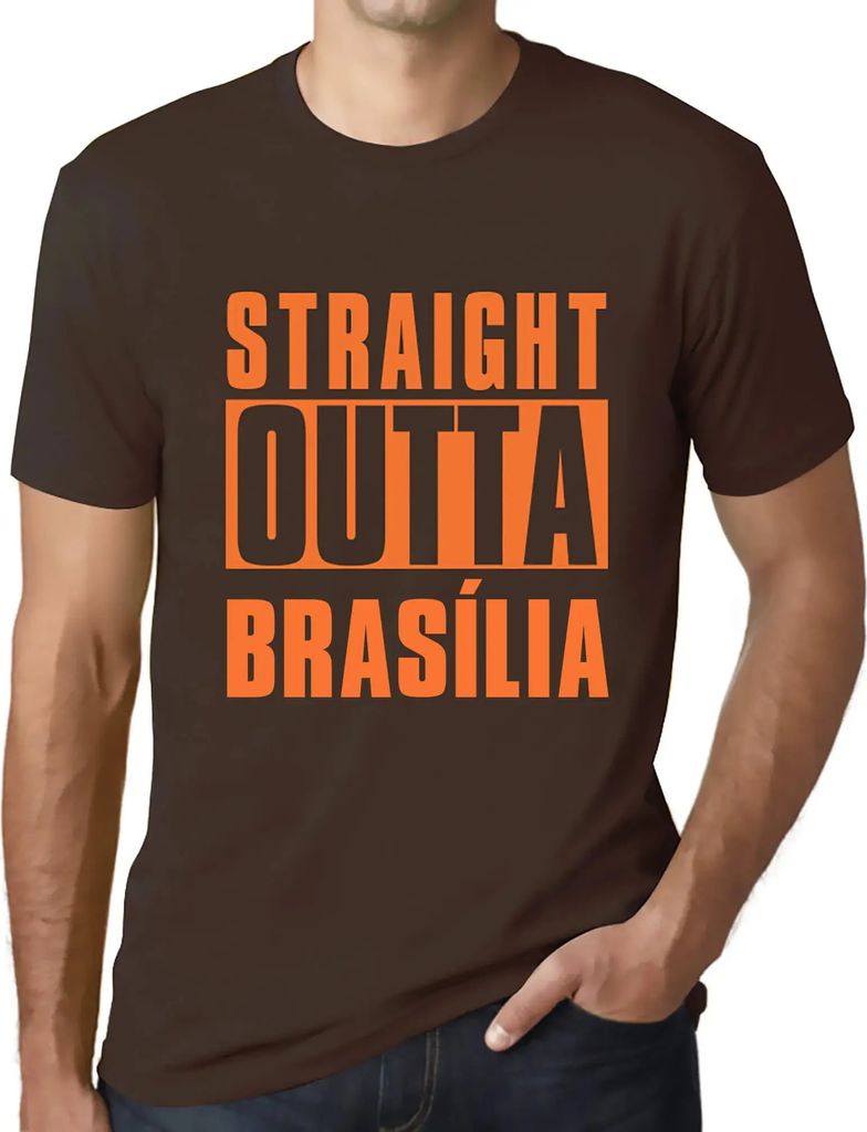 Herren Grafik T-Shirt Straight Outta Brasília Öko-Verantwortlich Vintage Jahrgang Kurzarm Lustige Druck Geburtstag Geschenk Mann