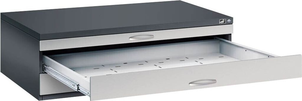CP 7200 Planschrank schwarzgrau, weißaluminium 3 Schubladen 135,0 x 96,0 x 42,0 cm