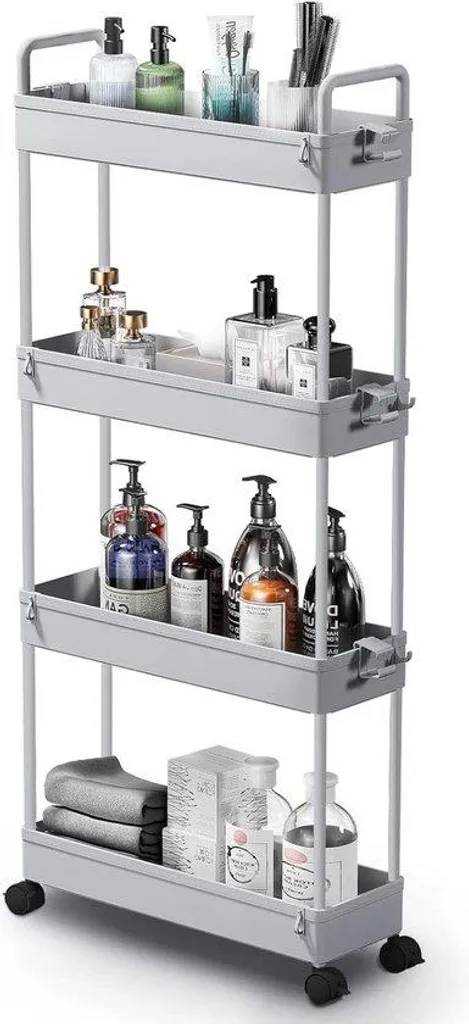Chariot de rangement à 4 niveaux modulables pour salle de bain