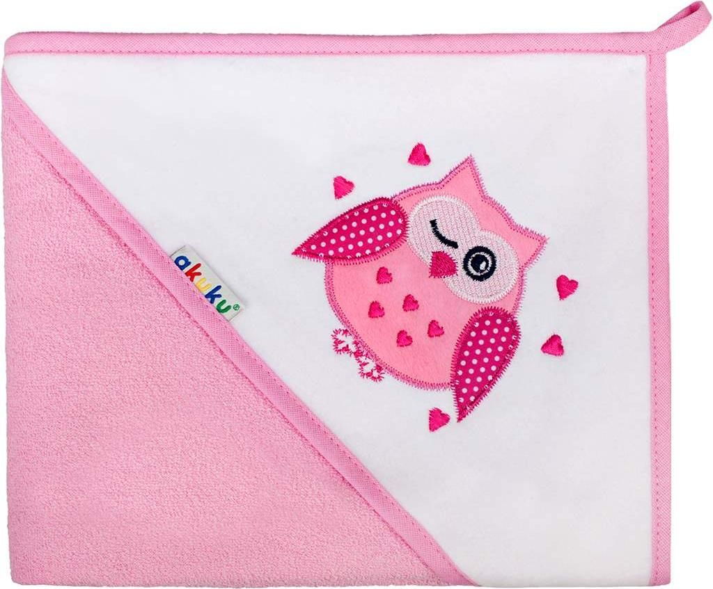 Babyhandtuch 80x80 Akuku rosa mit Eule