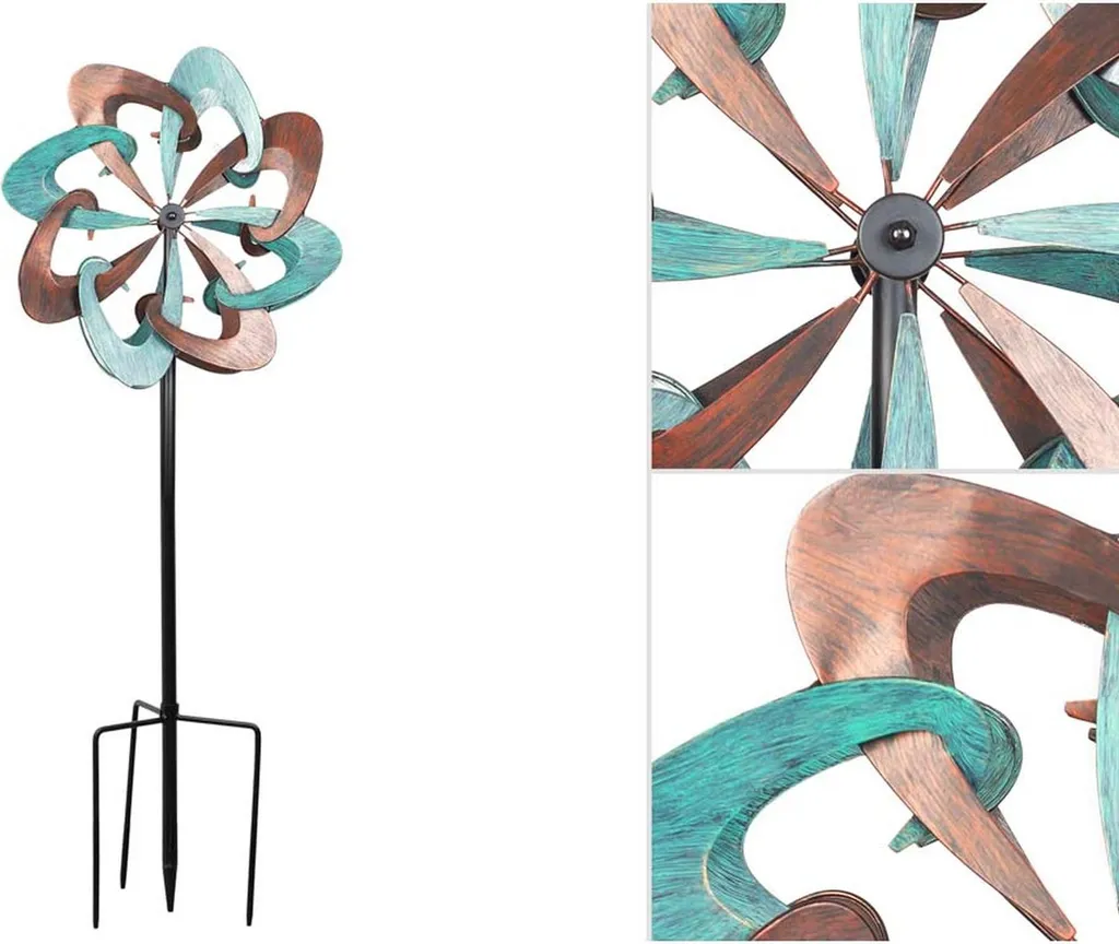 Sculpture cinétique Copper Swirl Duett en métal pour extérieur 150cm - 3