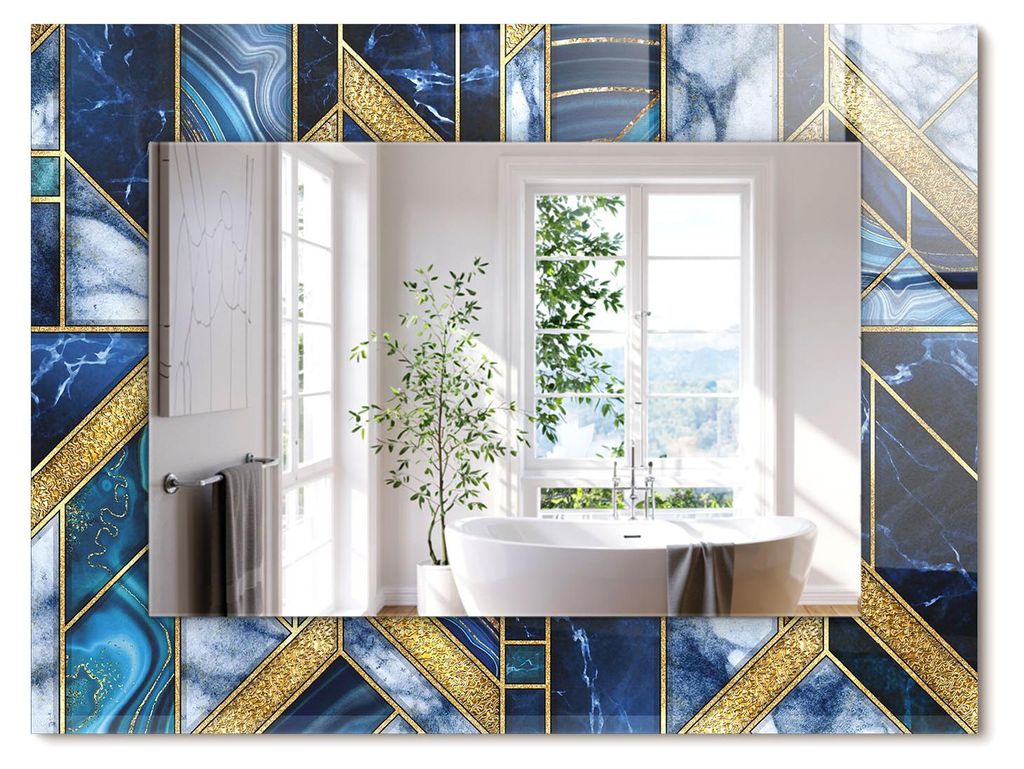 Abstraktes geometrisches Mosaik – Rechteckiger Spiegel mit Druck 80x60 cm – Modern - Dekorativ für die Wand