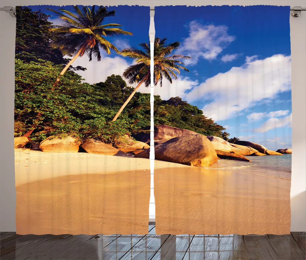 ABAKUHAUS Rideau tropical rustique vert 280x225cm avec crochets inclus