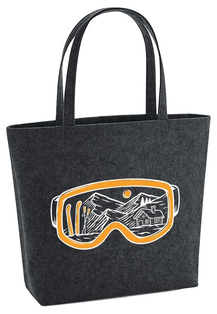 Huuraa Filzshopper Ski Skibrille 22 Liter Charcoal Melange Filztasche Geschenkidee