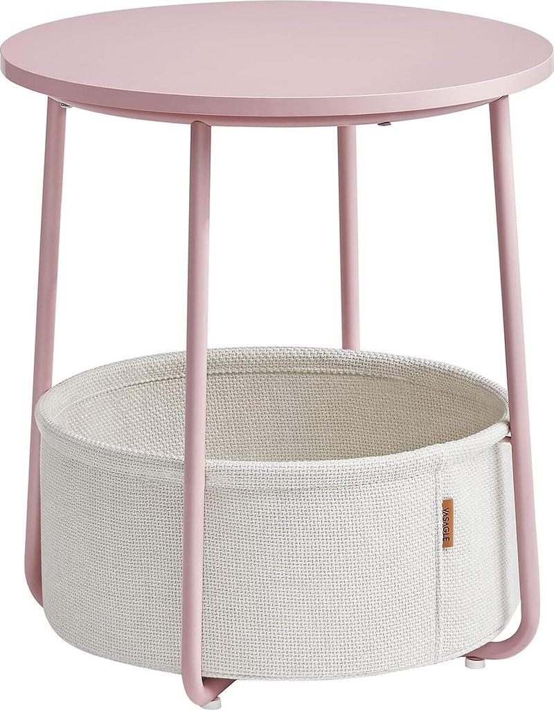 Songmics Beistelltisch rund mit Stauraum pastellrosa Produktbild 