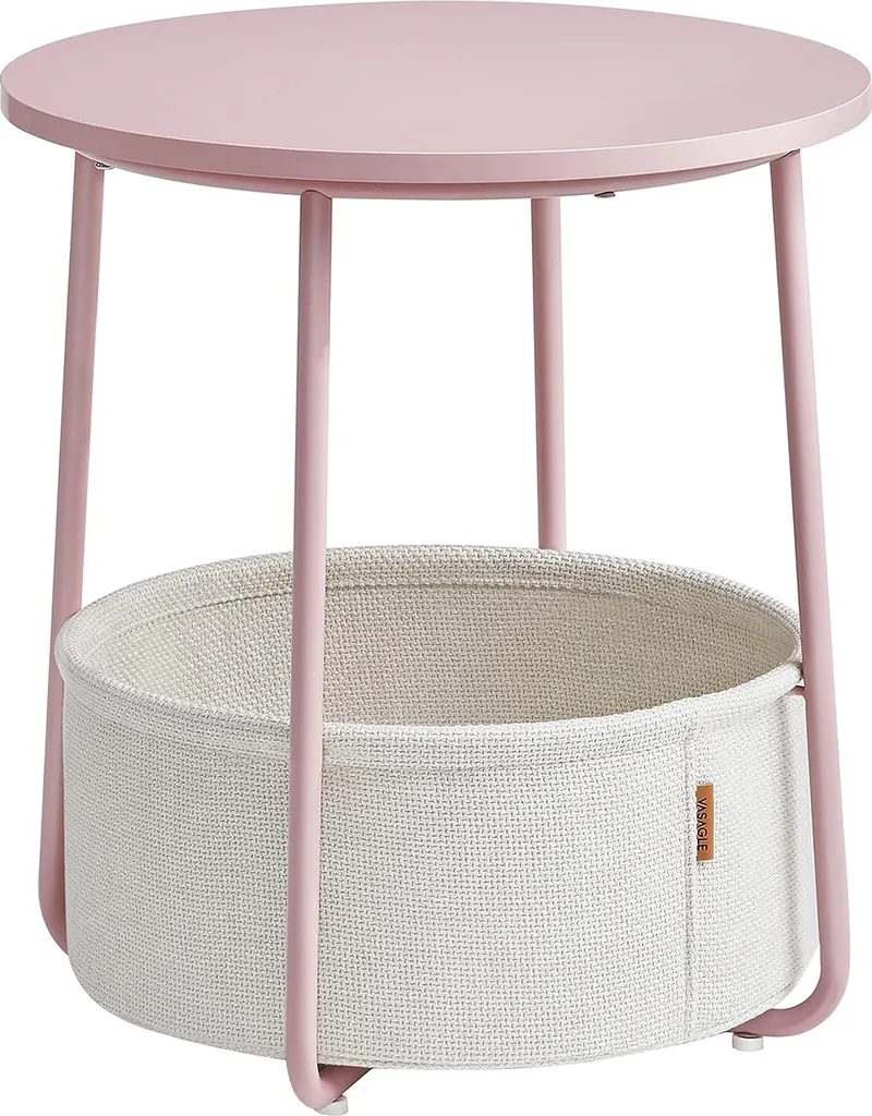 Table de rangement Vasagle Moris rose, petite table d'appoint ronde - 2