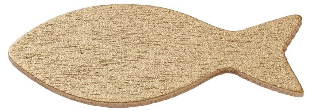 Dekorative goldene Holz-Streuteile mit Fisch-Motiv, 15 Stück, ca. 50 mm