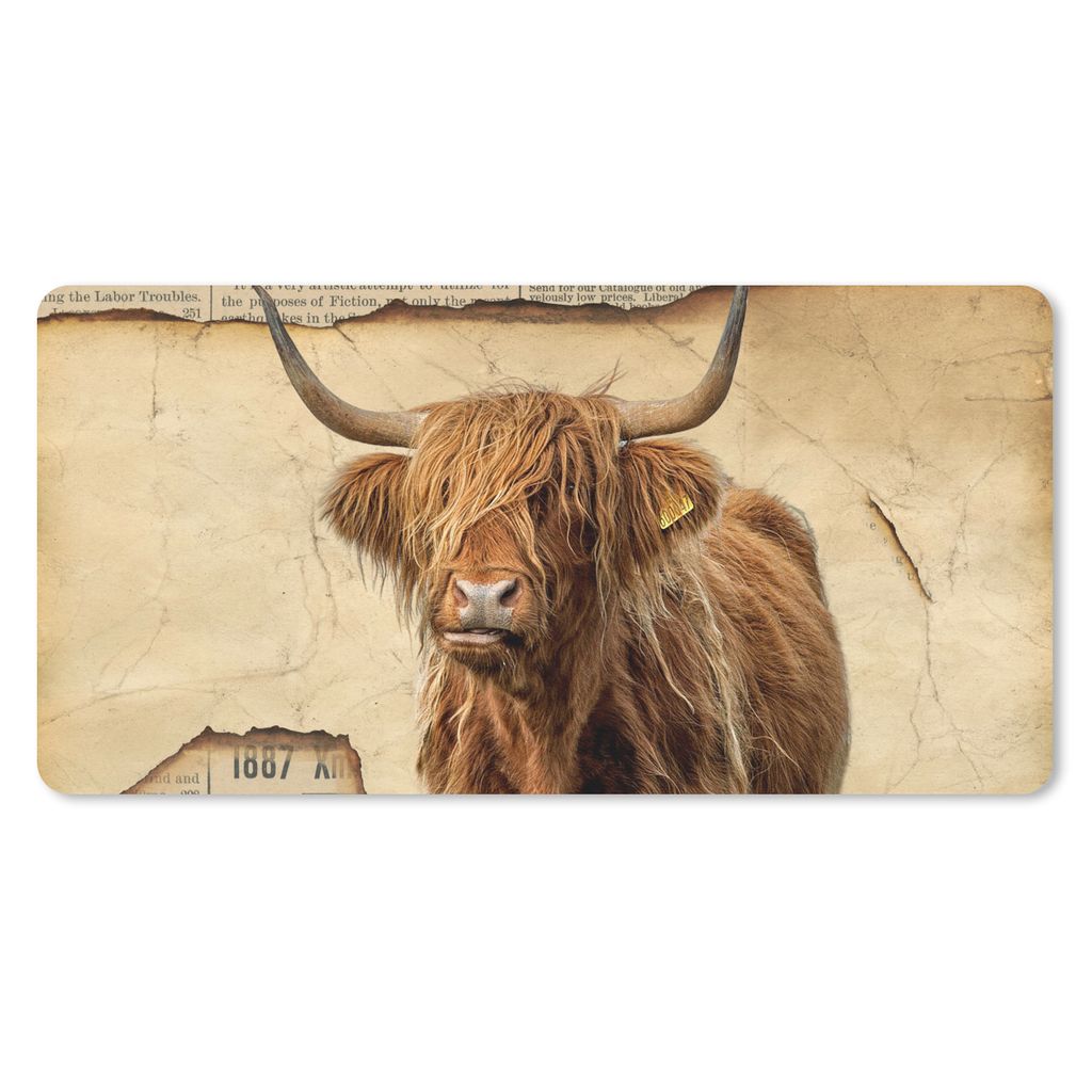MuchoWow Mauspad Mousepad Schottischer Highlander - Vintage - Zeitungsartikel 60x30 cm - Mousepads - Maus Mat - Pad - Mausunterlage - Nachhaltig