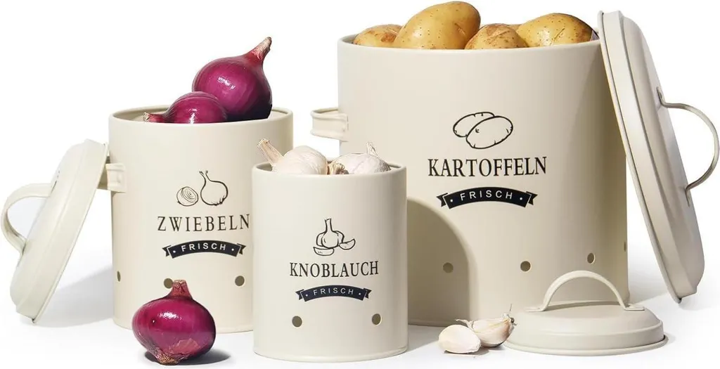 Theo&Cleo Set di barattoli per patate dal design retrò Beige