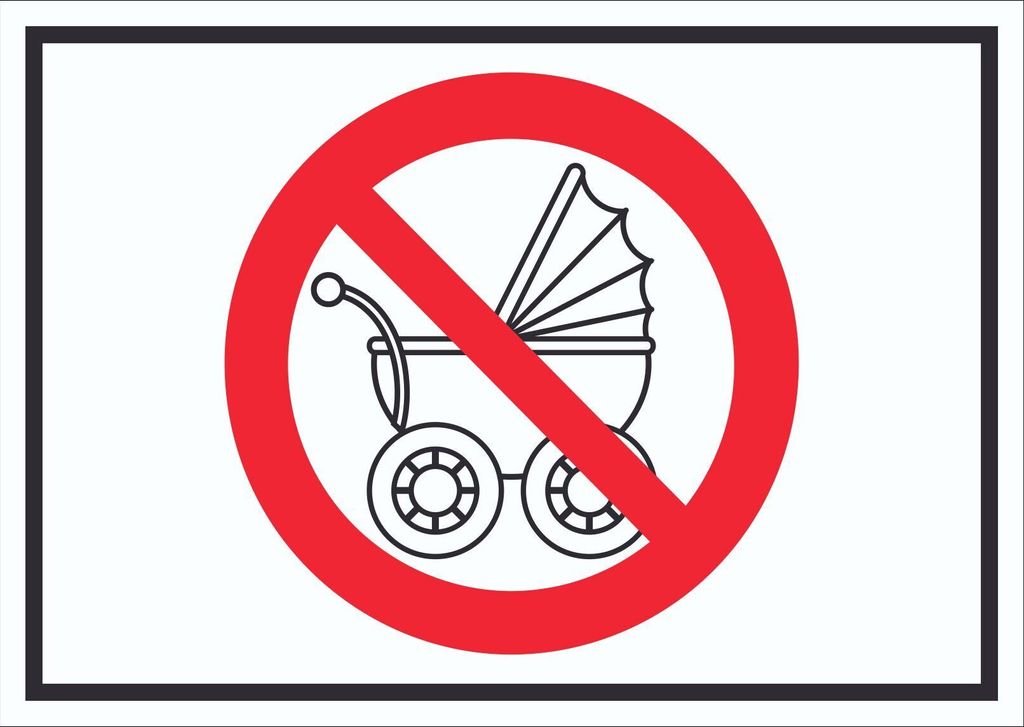 Schild Kinderwagen abstellen verboten Symbol A1 Rückseite selbstklebend