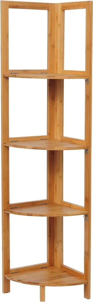 Rangement vertical gain de place en bambou orange pour petits appartements