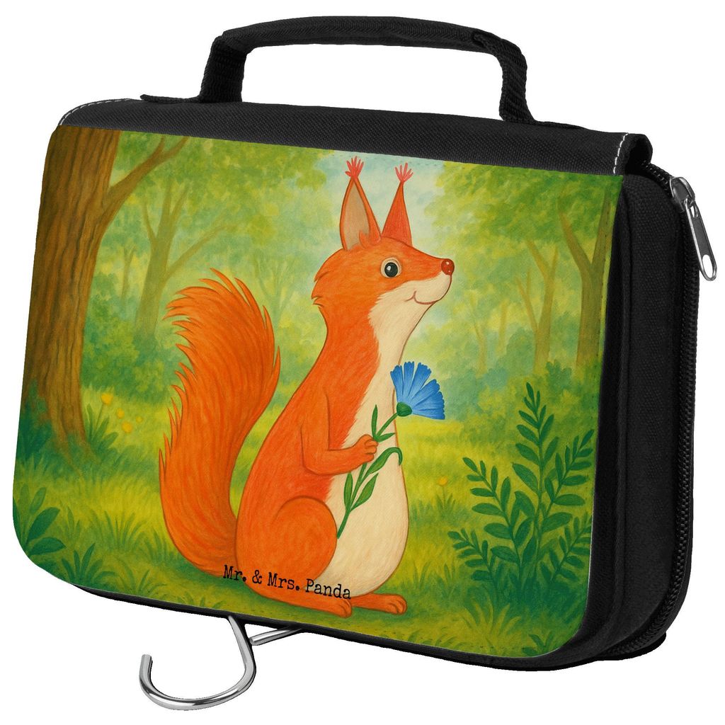 Mr. & Mrs. Panda Kulturbeutel Eichhörnchen Blume Design - Weiß - Geschenk, Lachen, Waschbeutel, Spaß, Kosmetiktasche, beauty case, duschbeutel, ...