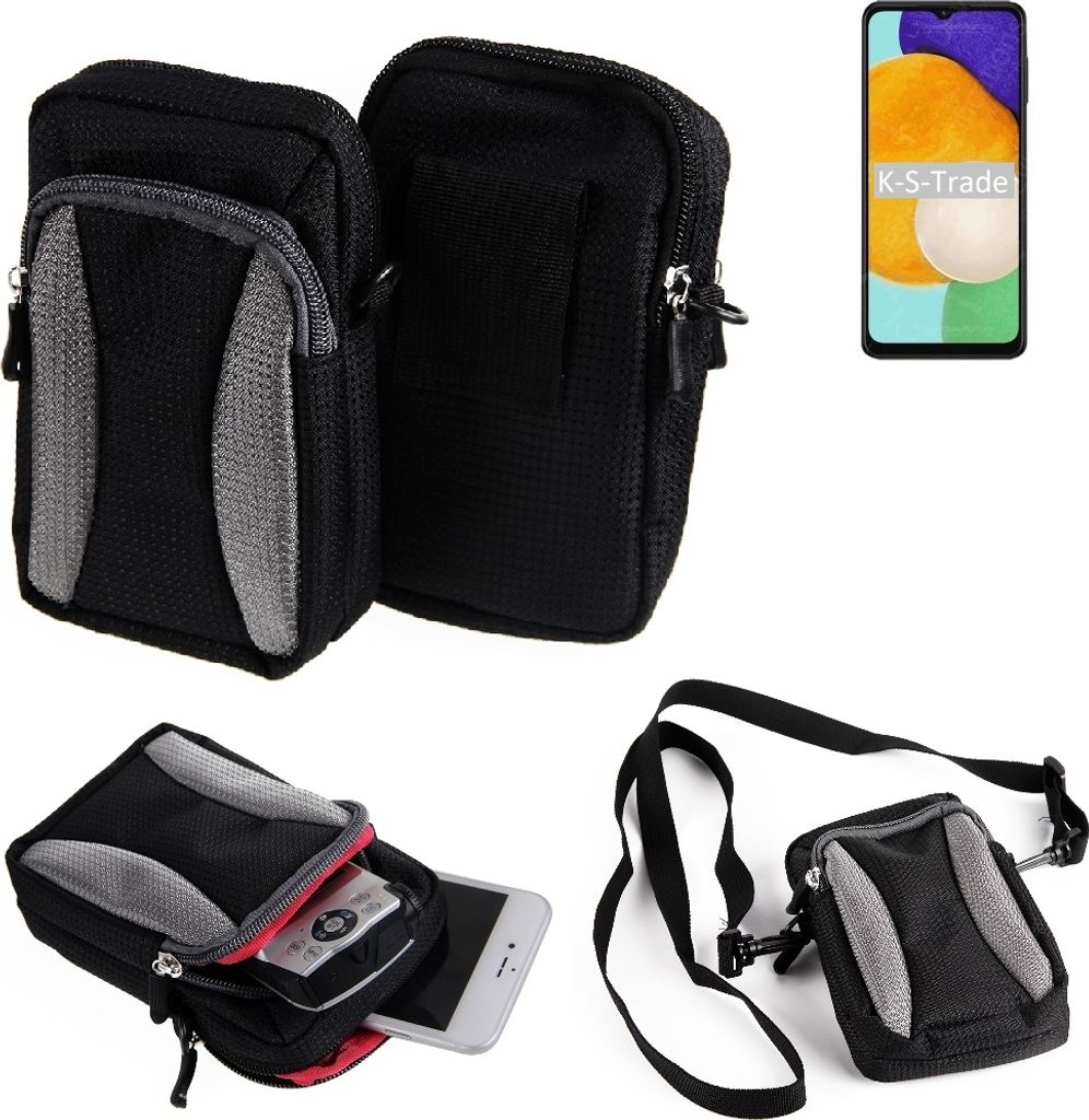 K-S-Trade Holster Schutz Hülle kompatibel mit Samsung Galaxy A13 5G Handy Hülle Gürteltasche Umhängetasche mit Zusatzfach schwarz