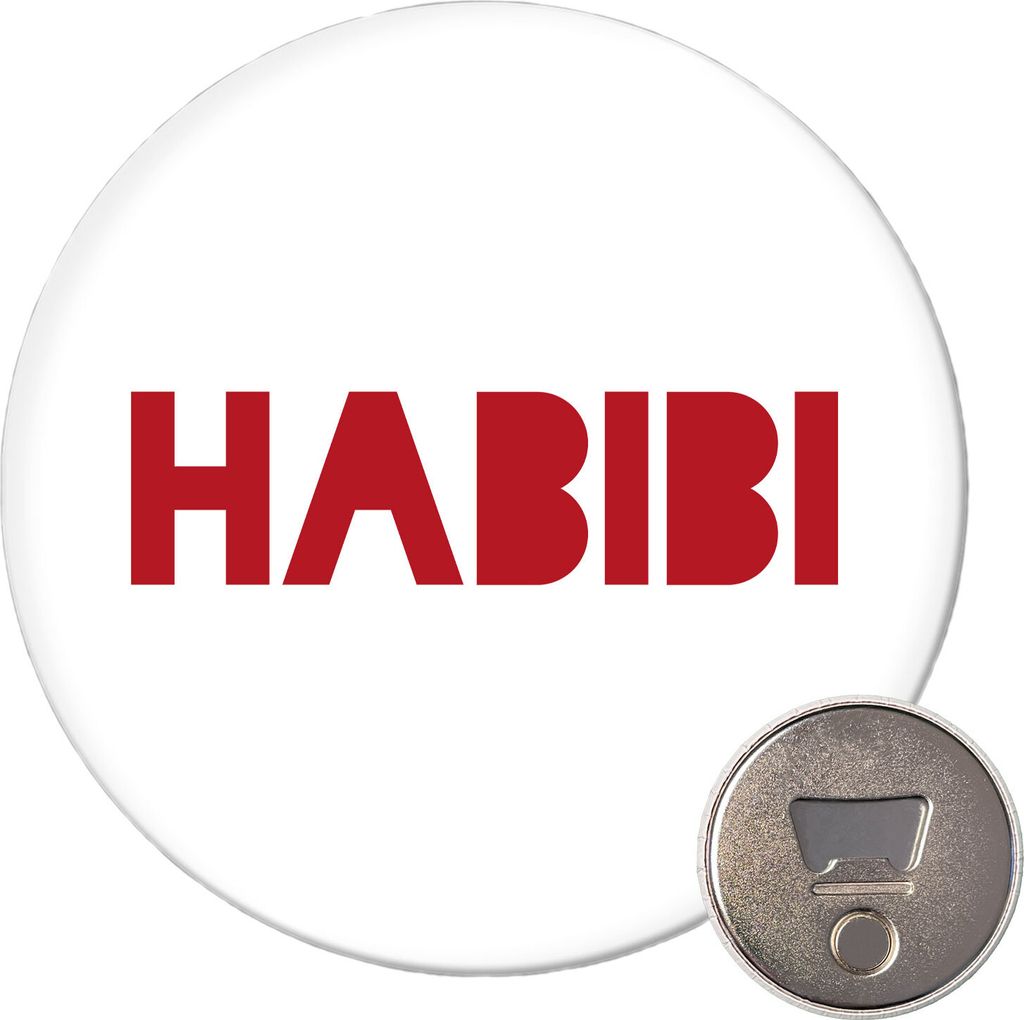 Huuraa Magnet Habibi Schatz Freund 59mm Kühlschrankmagnet rund Flaschenöffner Geschenkidee