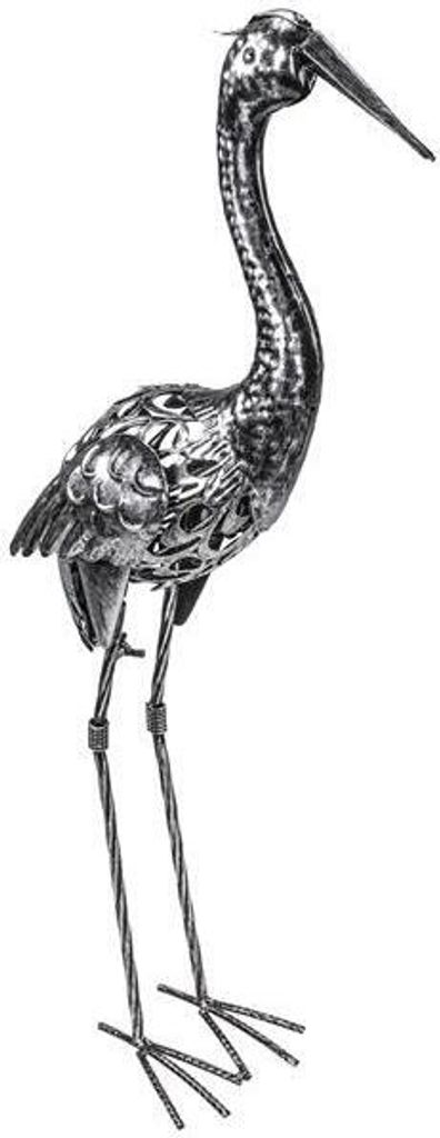 Gartenfiguren aus Metall für den Garten, moderne Deko-Figuren, handbemalt mit Rostschutz-Lackierung, für außen, witterungsbeständig (Reiher –...