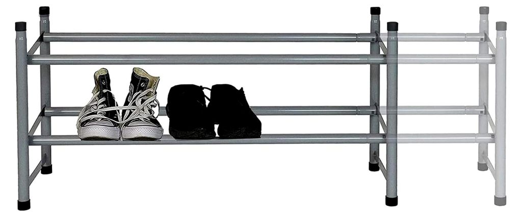Schuhregal mit 2 Etagen, ausziehbar, Schuhaufbewahrung, Organizer für Flur und Kleiderschrank, platzsparend