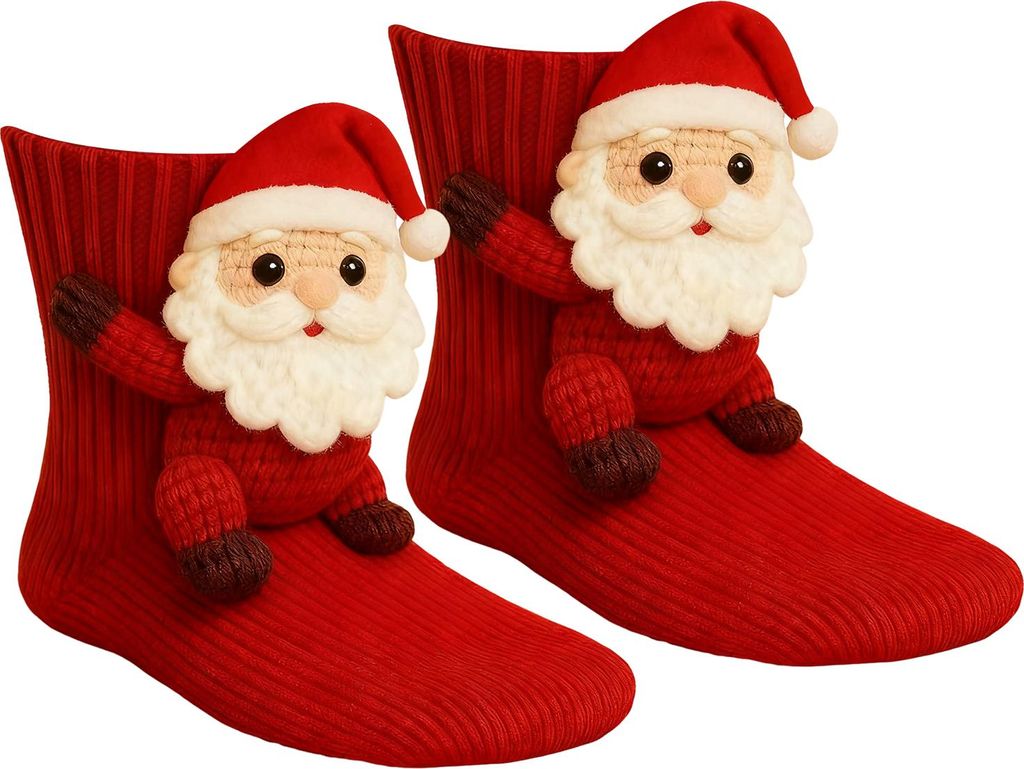 3D-Strick-Weihnachtssocken für Damen und Mädchen – originelle 3D-Weihnachtssocken mit Weihnachtsmann, Schneemann, Rentier und anderen Motiven ...