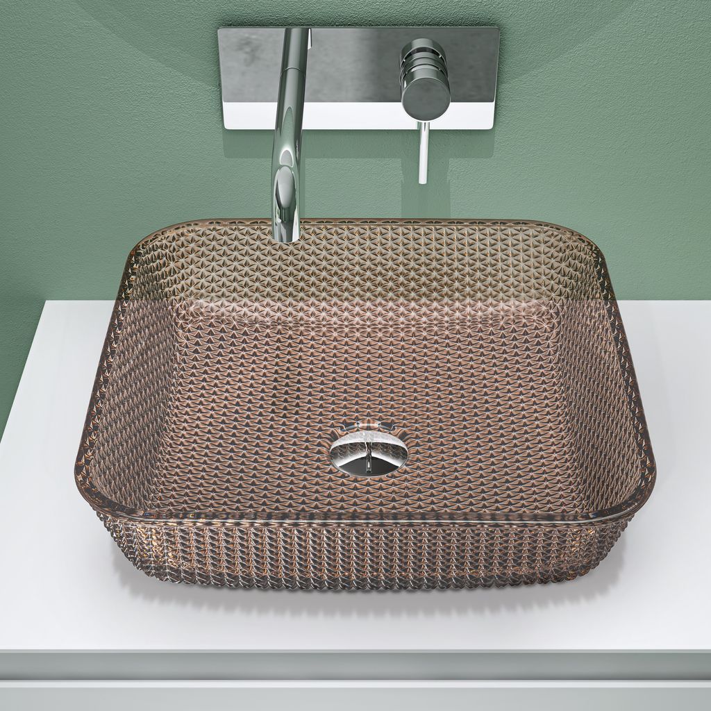 doporro waschbecken Aufsatzwaschbecken Glaswaschbecken BxTxH: 40x40x11cm in Kaffee Glas Waschplatz Handwaschbecken Waschtisch Minerva03