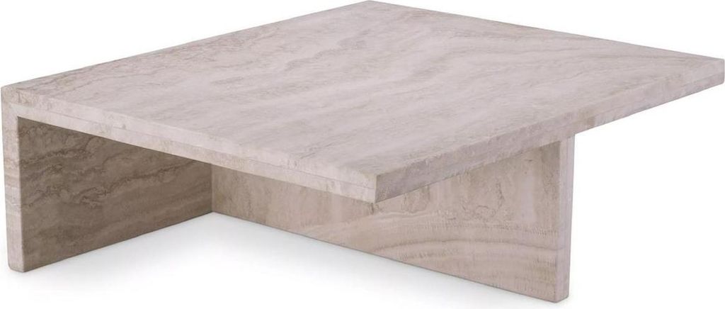 Casa Padrino Luxus Travertin Couchtisch Beige 70 x 60 x H. 23,5 cm - Naturstein Wohnzimmertisch - Wohnzimmer Möbel - Naturstein Möbel - Travertin...