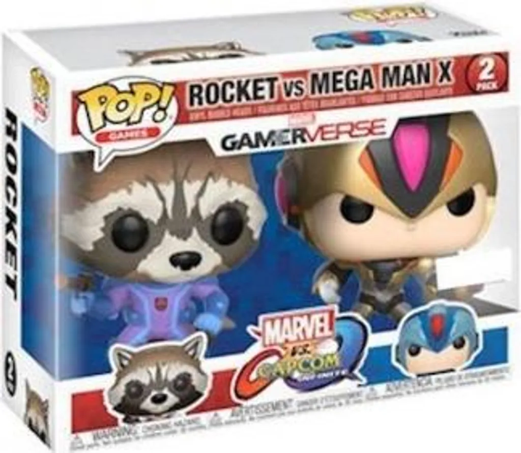 Figurines Pop Marvel vs. Capcom : Rocket vs. Mega Man X Pack de 2 Vinyle - 3