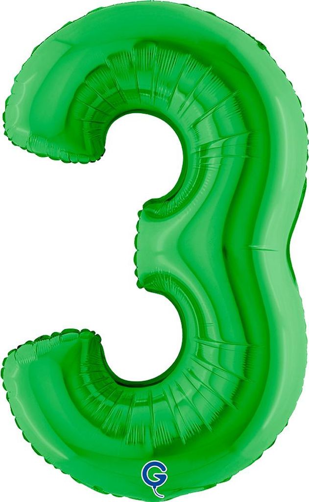 Riesenzahl Folienballon 40"/102cm | Grün Zahl: 3