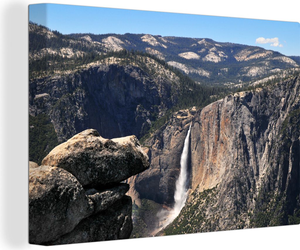 OneMillionCanvasses - Leinwandbilder - 140x90 cm, Ein Luftbild des Wasserfalls im Yosemite-Nationalpark, Wandbilder Kunstdruck Wanddekoration - F...