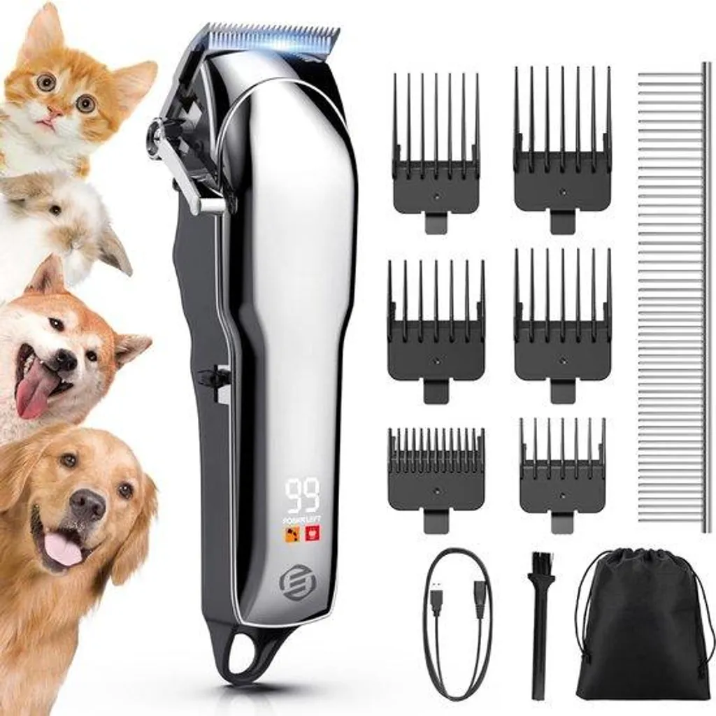 Tondeuse sans fil pour poils épais de chien avec lames auto-affûtantes