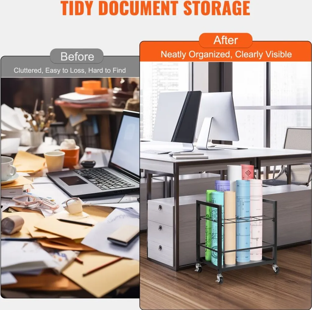 Support de Documents Pratique avec 12 Compartiments et Châssis en Acier