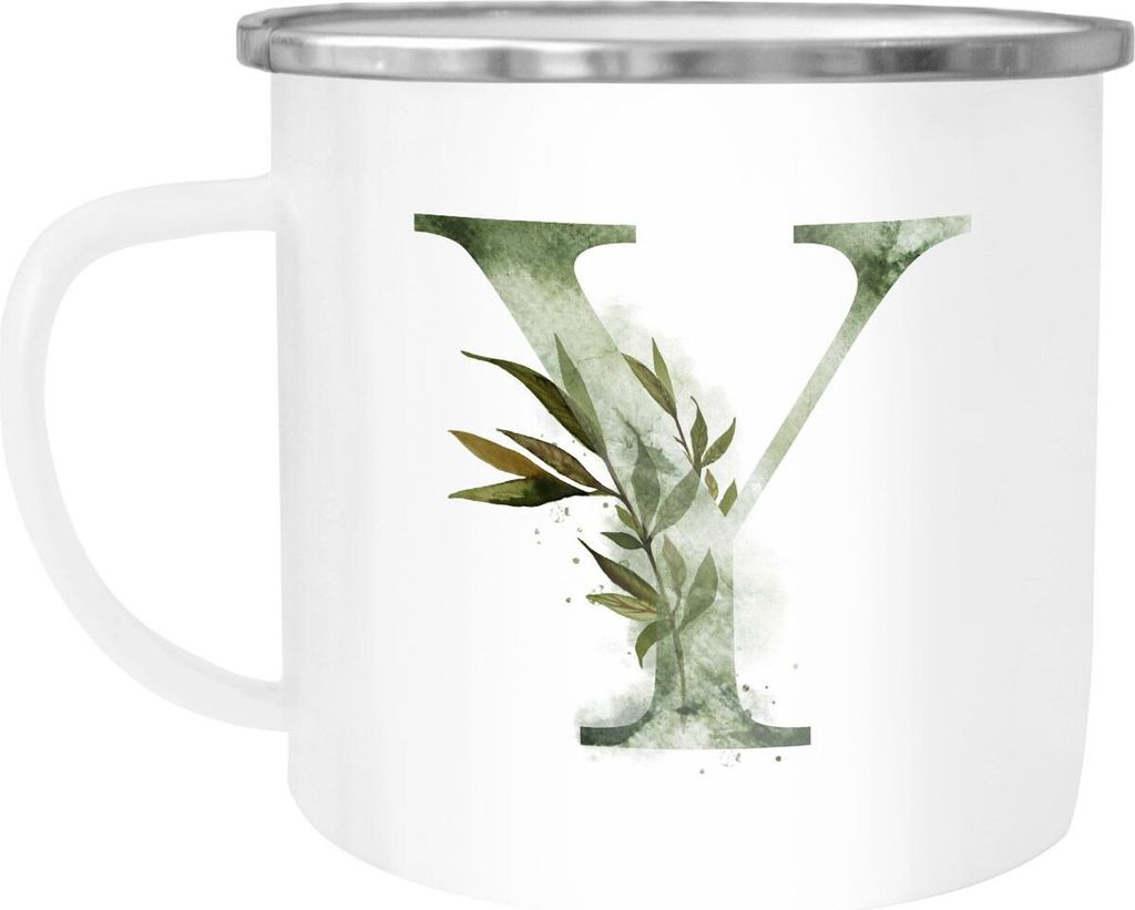 Emaille Tasse Becher Buchstaben-Tasse "Y" Alphabet Monogram Zeichen Tasse mit Buchstabe Autiga Y weiß-metall unisize