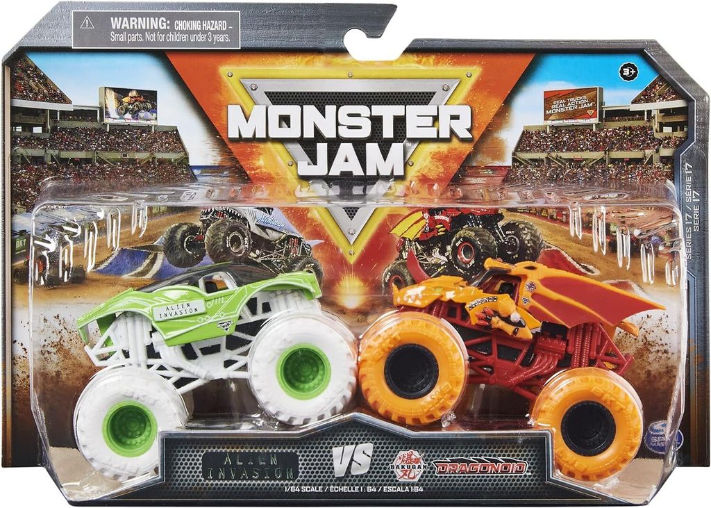 Spin Master 6064370 Monster Jam 1:64 2 Pack Bakugan vs Alien