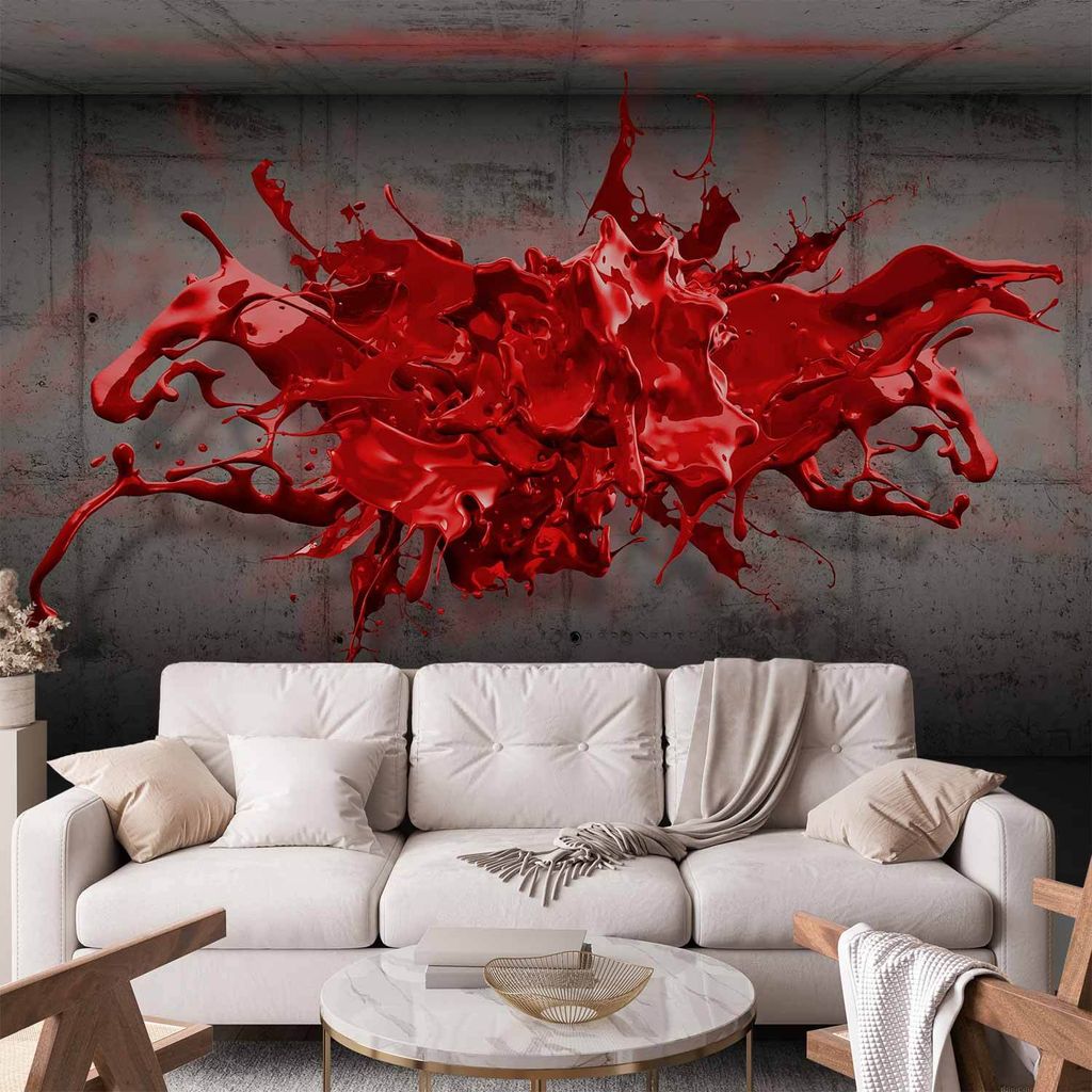 Vlies Fototapete - Red Ink Blot 400x280 cm Abstrakt a-A-0186-a-b