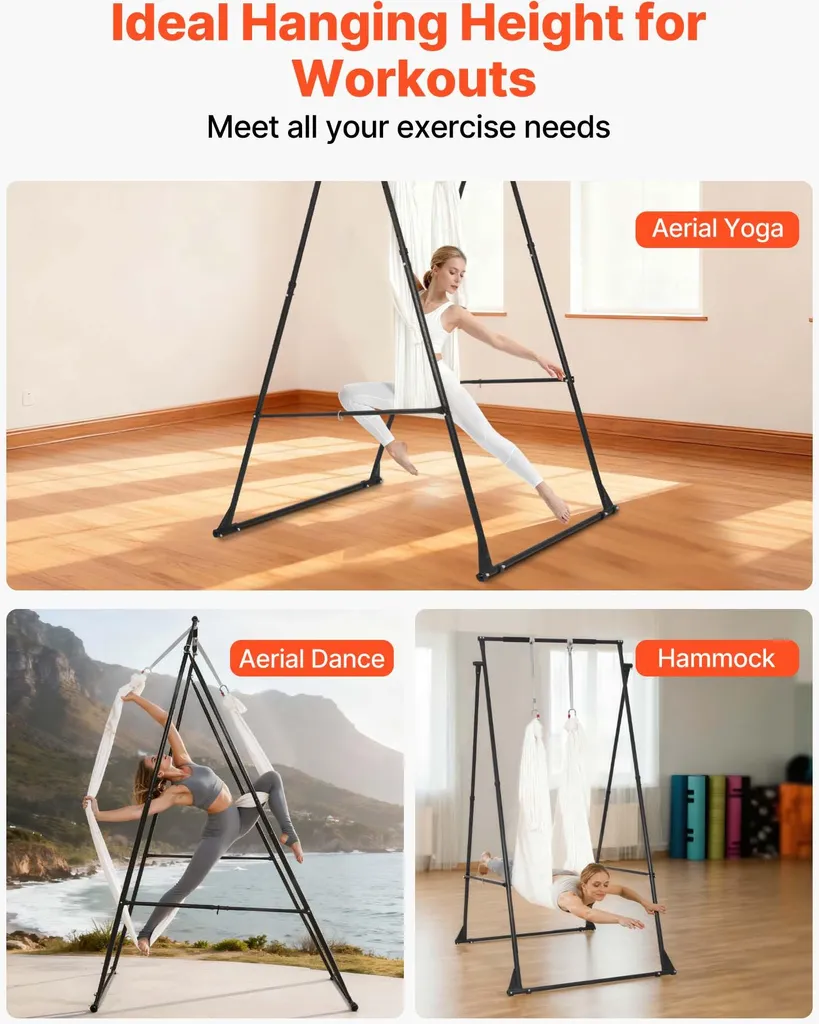 Support Yoga sans Fixation Plafond, Structure Stable 200kg avec Hamac 6m - 6