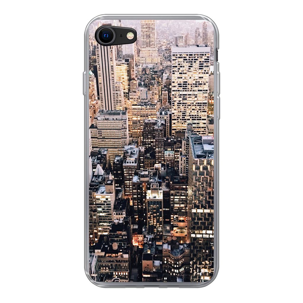 MuchoWow Handyhülle Schutzhülle Hülle für iPhone SE 2022 New York - NYC - Amerika Silikon Softcase Handy Hülle - Schutzhülle