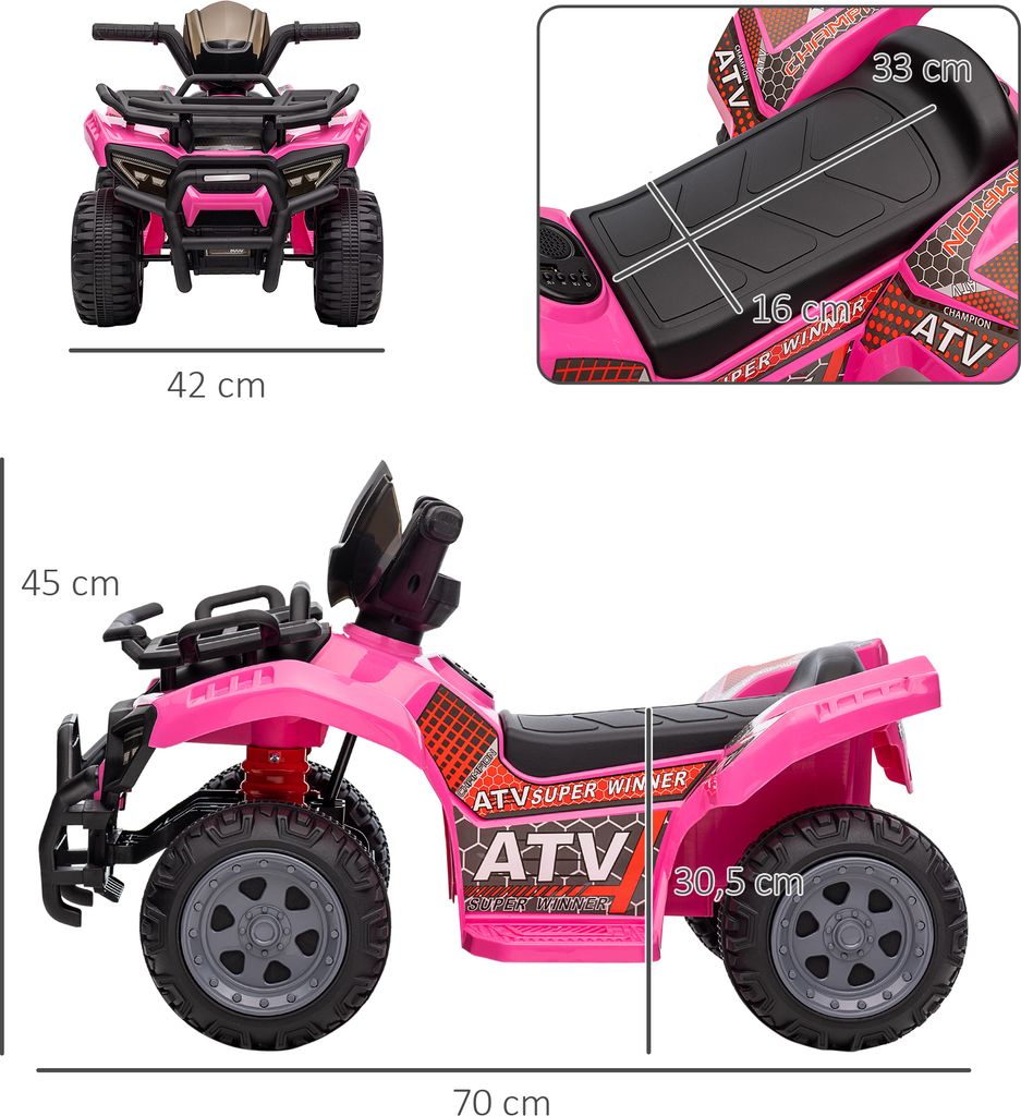 HOMCOM Mini quad elektryczny dla dzieci ATV przednie Zdjęcie produktu 3