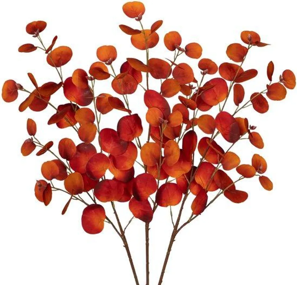 Feuillage d'eucalyptus artificiel orange 81cm, décoration automne