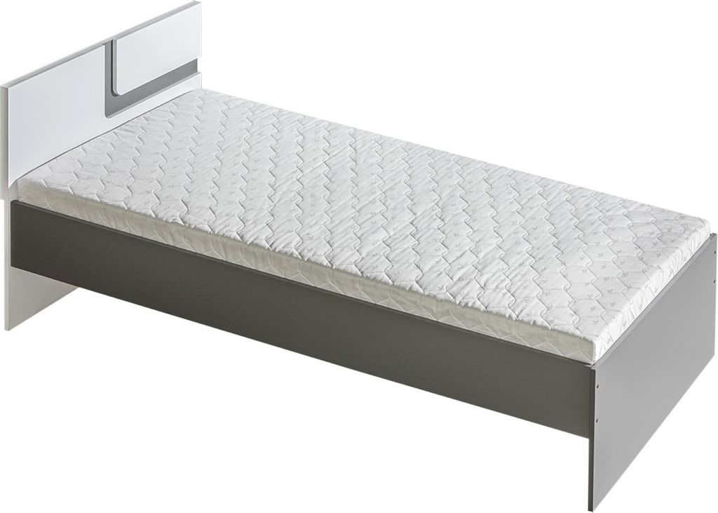 Minio, Bett 90x200cm "Arezzo", ohne Matratze, Anthrazit / Weiß Farbe