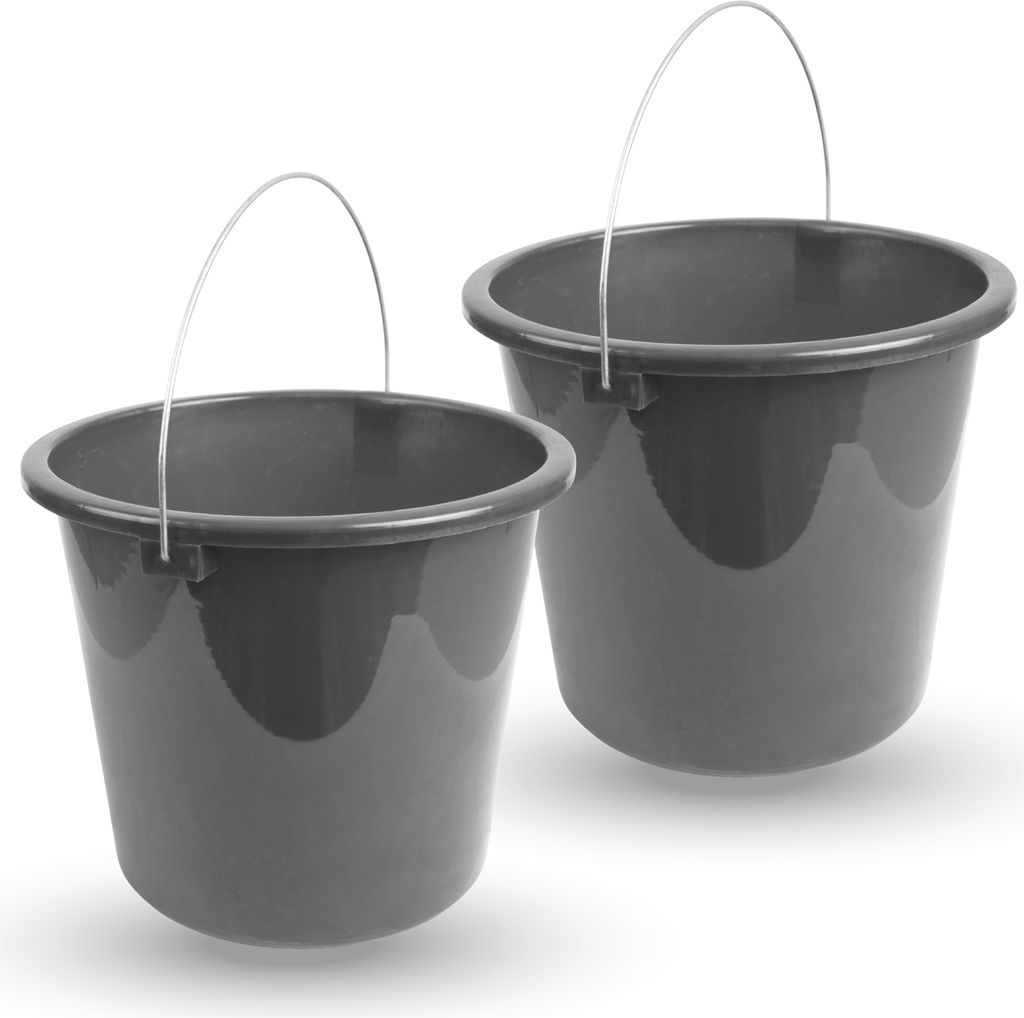 Eimer (2 Stück) Haushaltseimer, 5 Liter, in vers. Farben, Putzeimer aus Stabilem Kunststoff, lebensmittelecht, BPA-frei, EU (Anthrazit)