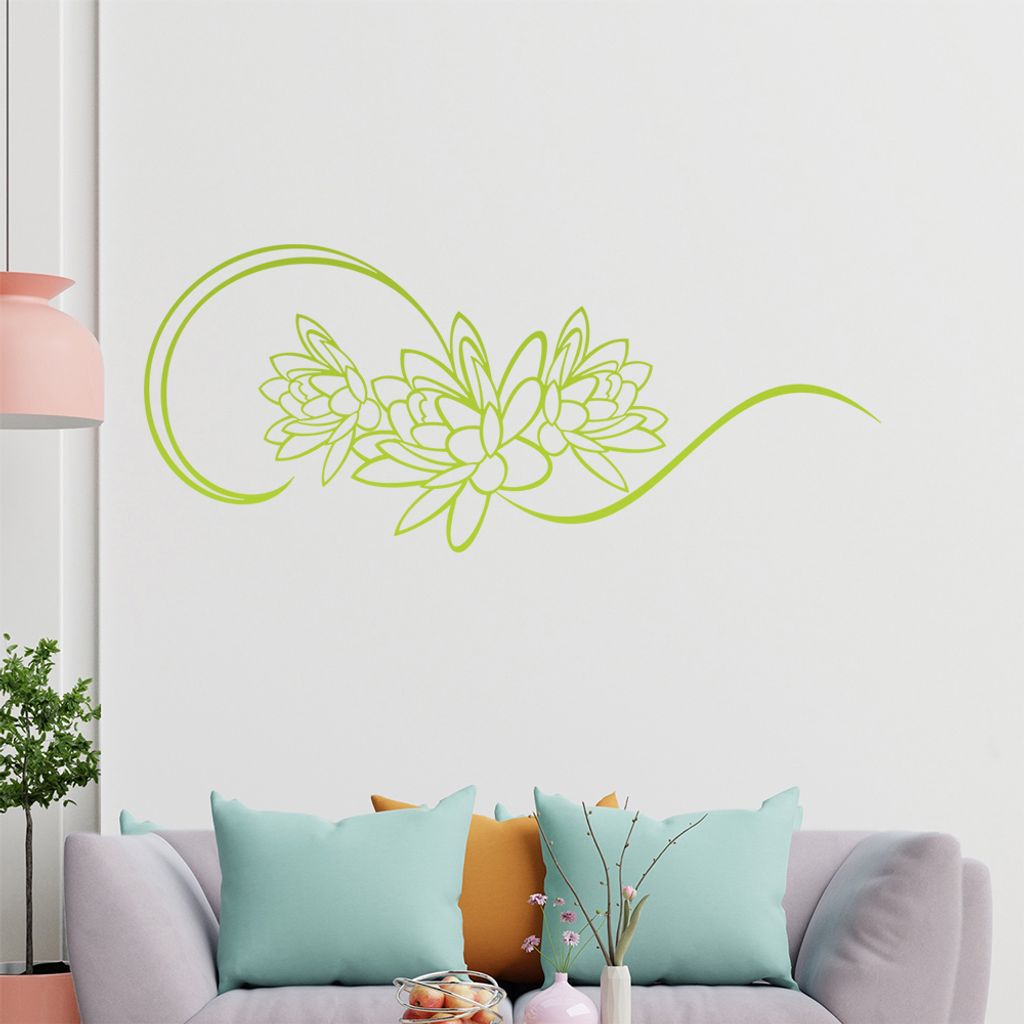 Blume - Linien Wandtattoo in 6 Größen - Wandaufkleber Wall Sticker - Dekoration, Küche, Wohnzimmer, Schlafzimmer, Badezimmer