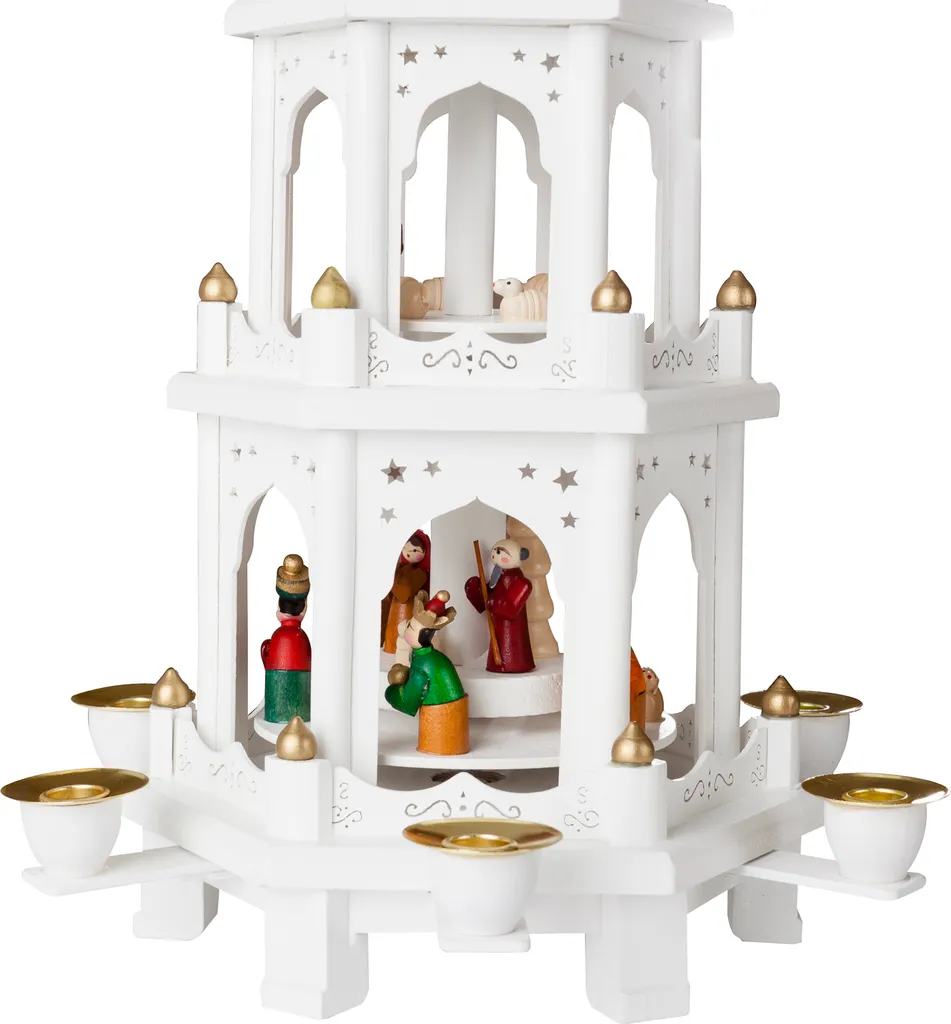 Pyramide de Noël bois blanc 45 cm : une déco durable et artisanale