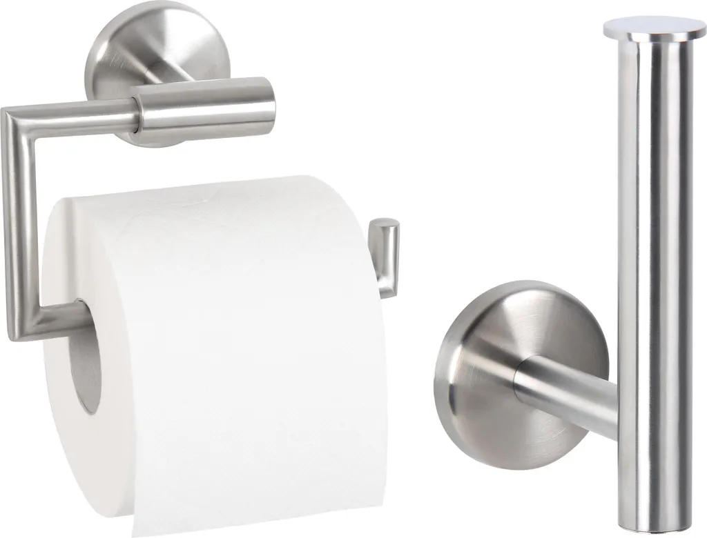 Equipement Salle de Bain : Support Papier Mural et Réserve en Acier Mat