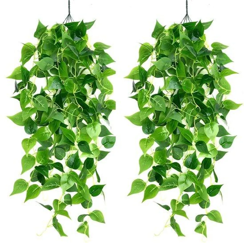 Plantes artificielles murales effet lierre et bois naturel par lot de 2