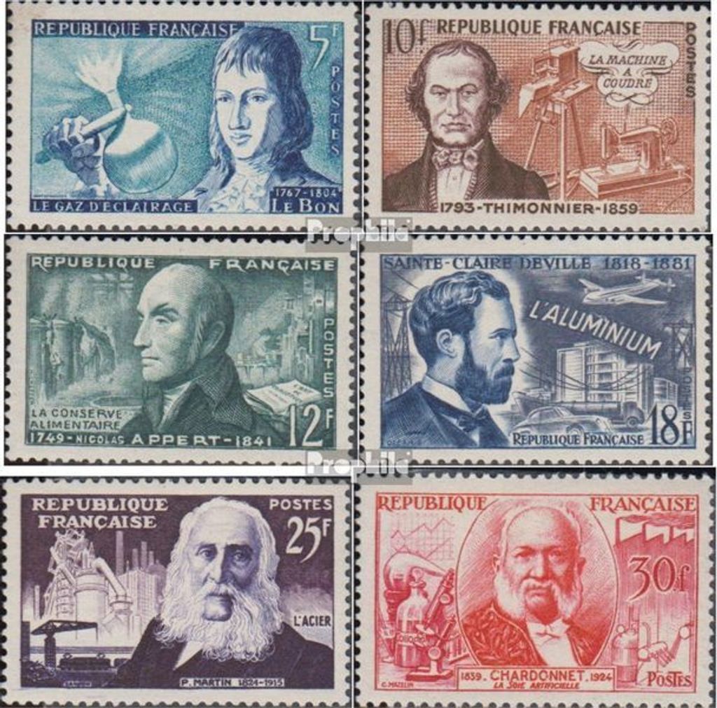 Briefmarken Frankreich 1955 Mi 1037-1042 (kompl.Ausg.) gestempelt Erfinder