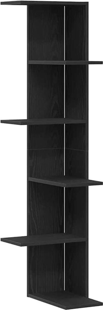 Wand-Eckregal Schwarz Eichen-Optik 36,5 x 36,5 x 140 cm
