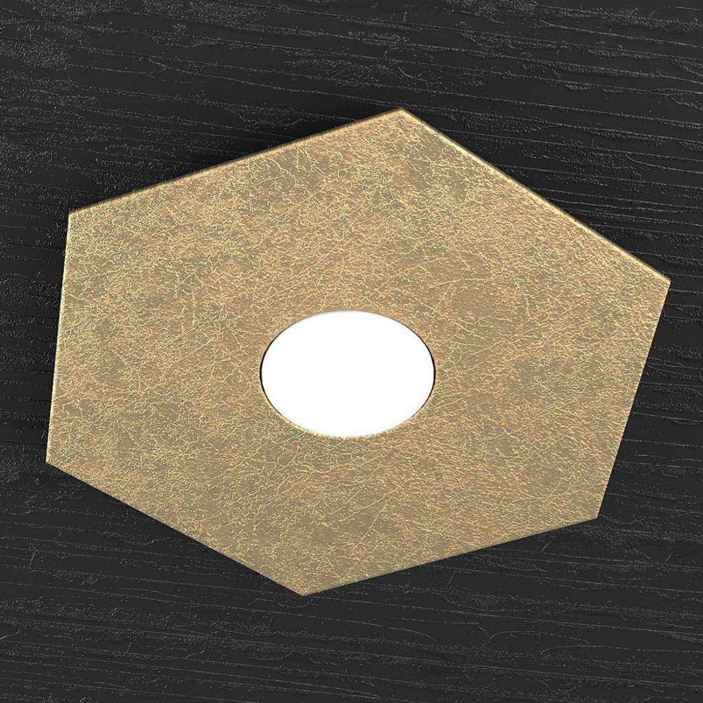 Plafoniera Moderna Hexagon Metallo Foglia Oro 1 Luce Led Immagine del prodotto 